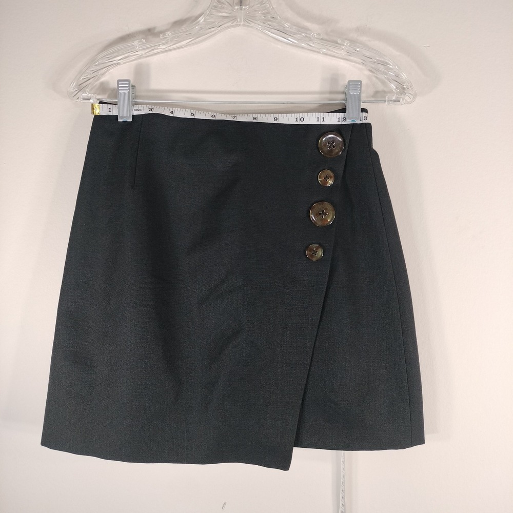Finders Keepers Black Wrap Mini Skirt w/Side Button Detail A-Line